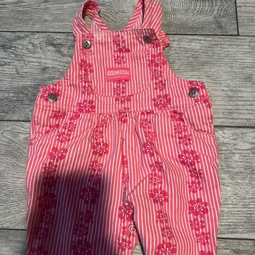 OshKosh B'gosh Pink Striped Kids Overalls